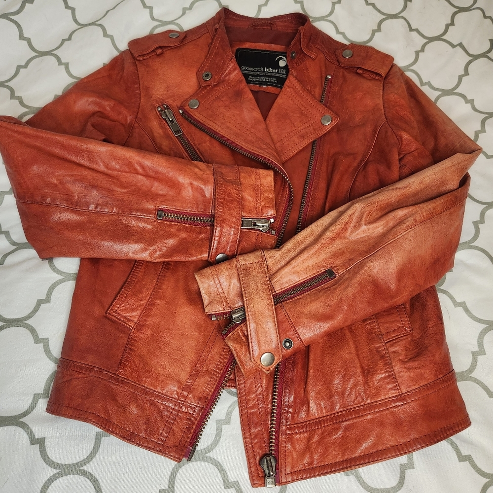 Goosecraft.biker 101 Red Leather Jacket
